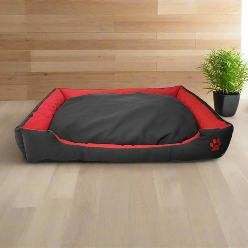 Rectangular Shaped Waterproof Bed - Dog & Cat Bed - 100x70cm - Red (Size Variants)