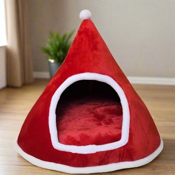 Red  - Christmas Themed Tree Pet Bed - 40 x 40cm