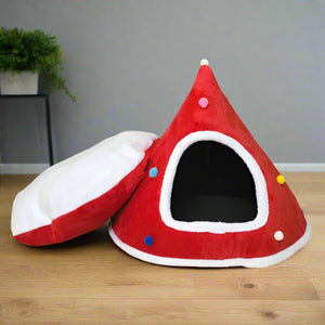 Red With Ornaments  - Christmas Themed Tree Pet Bed - 40 x 40cm