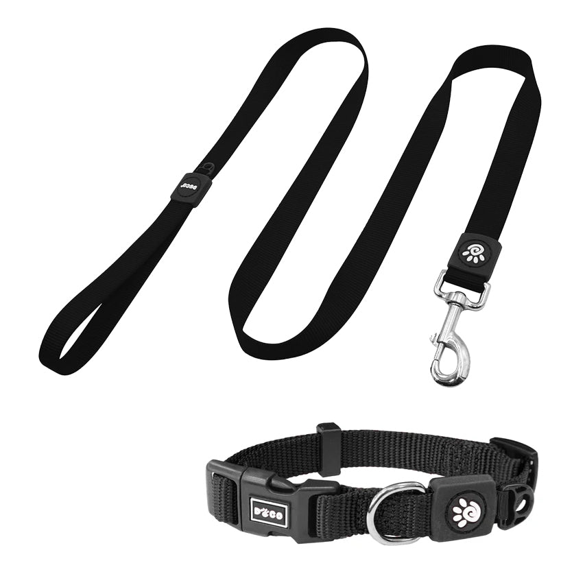 DOCO Signature Nylon Collar & Leash Black