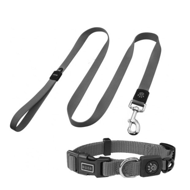 DOCO Signature Nylon Collar & Leash Grey