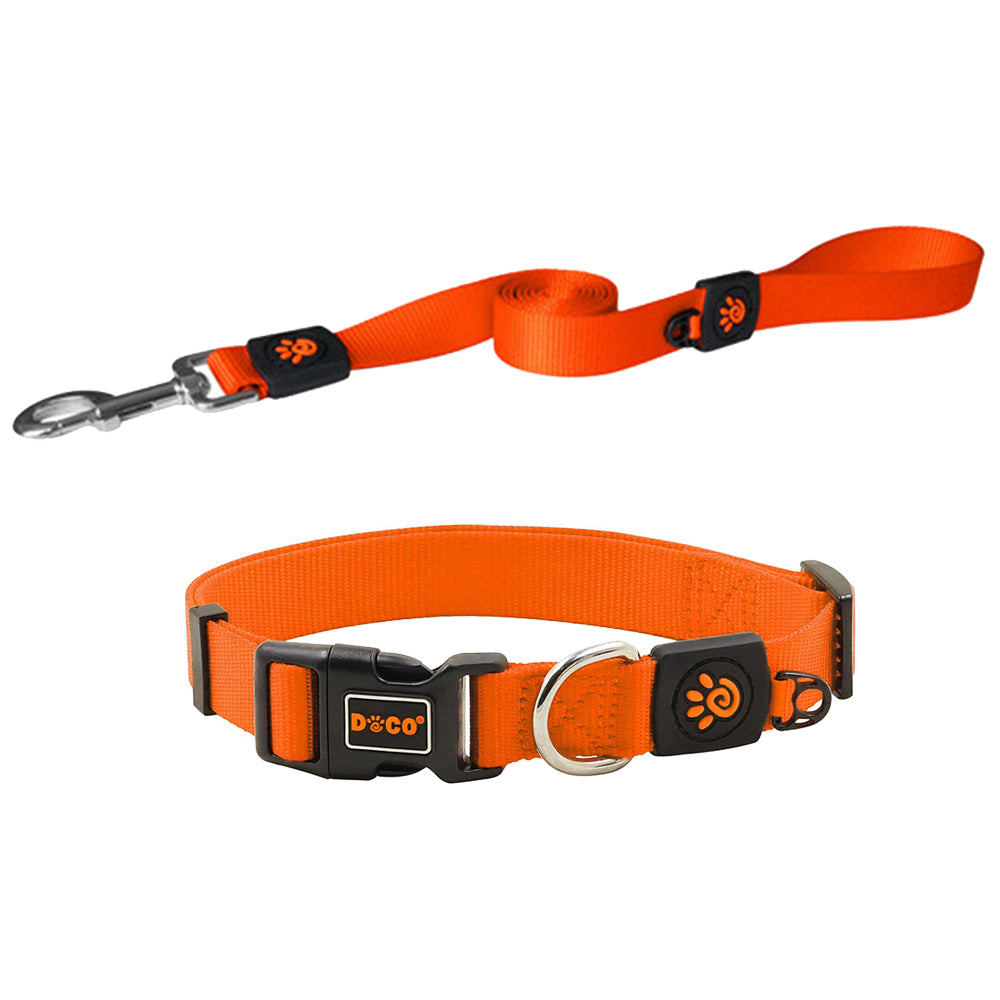 DOCO Signature Nylon Collar & Leash Orange