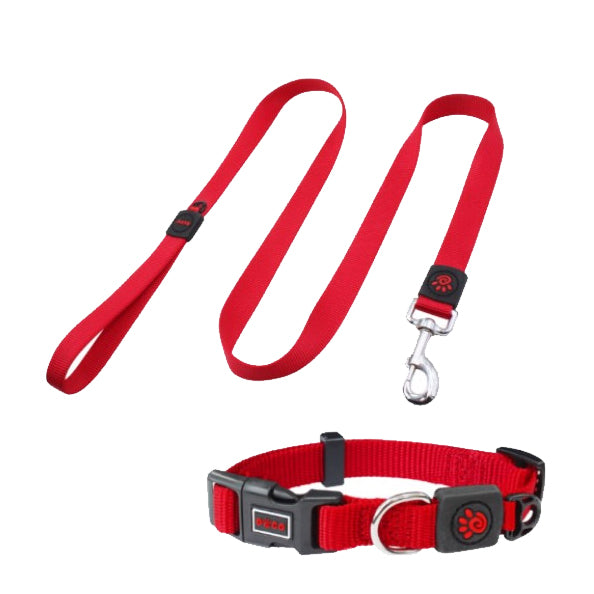 DOCO Signature Nylon Collar & Leash Red