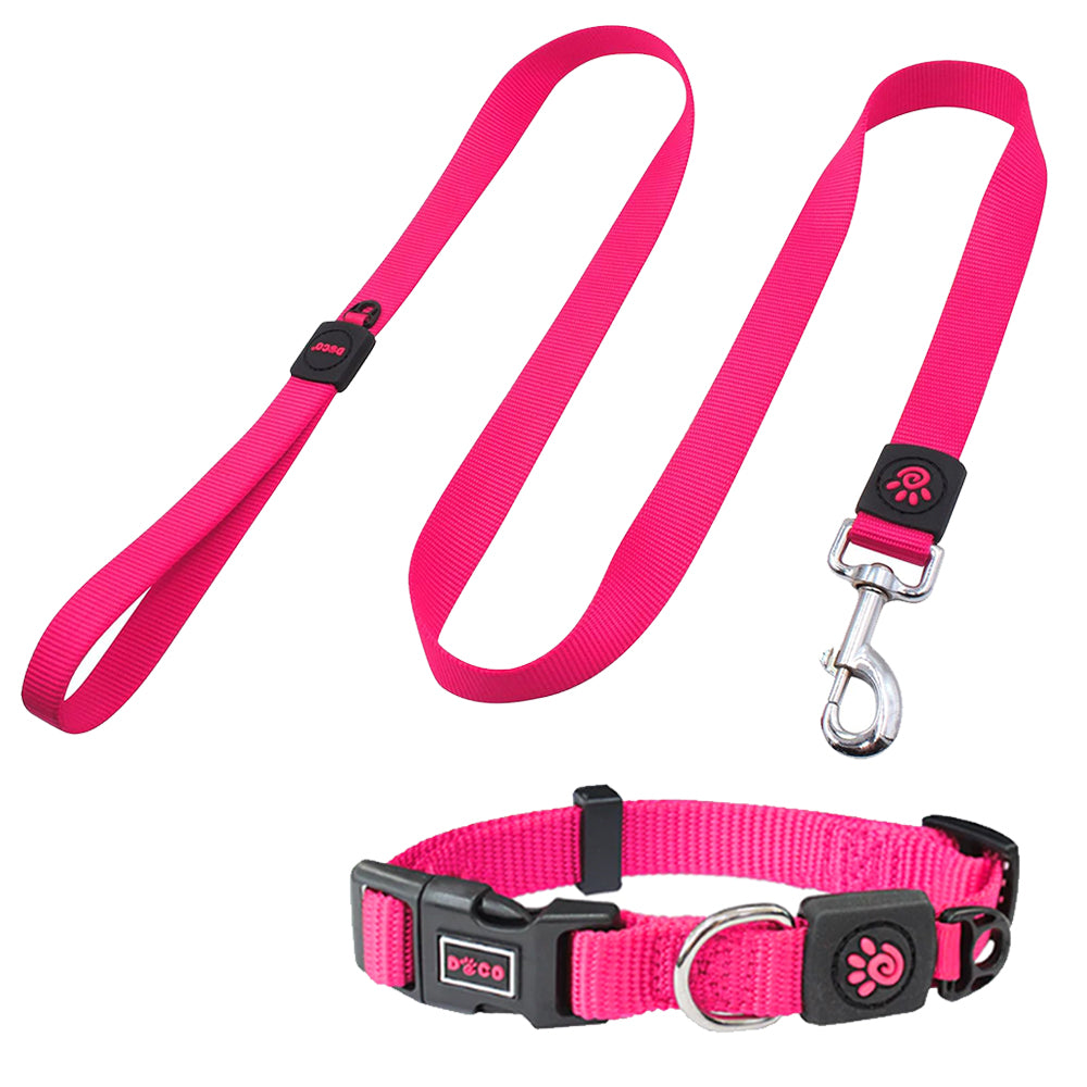 DOCO Signature Nylon Collar & Leash Pink