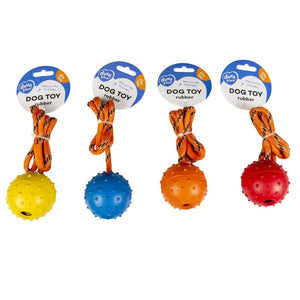 Duvoplus Dog Toy Rubber Dental Ball With Rope 33cm