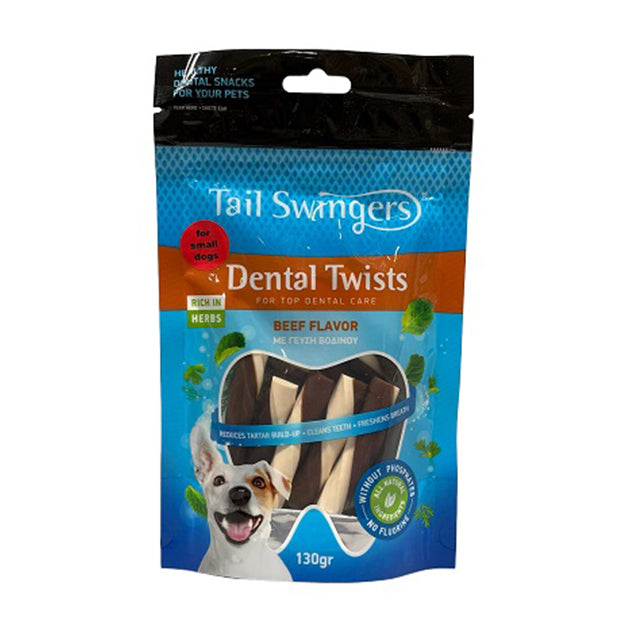 Tail Swingers Dental Twist Roll Beef Flavor For Small Dogs 130g