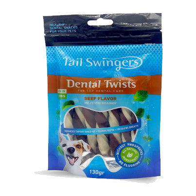 Tail Swingers Dental Twist Roll Beef Flavor 130g