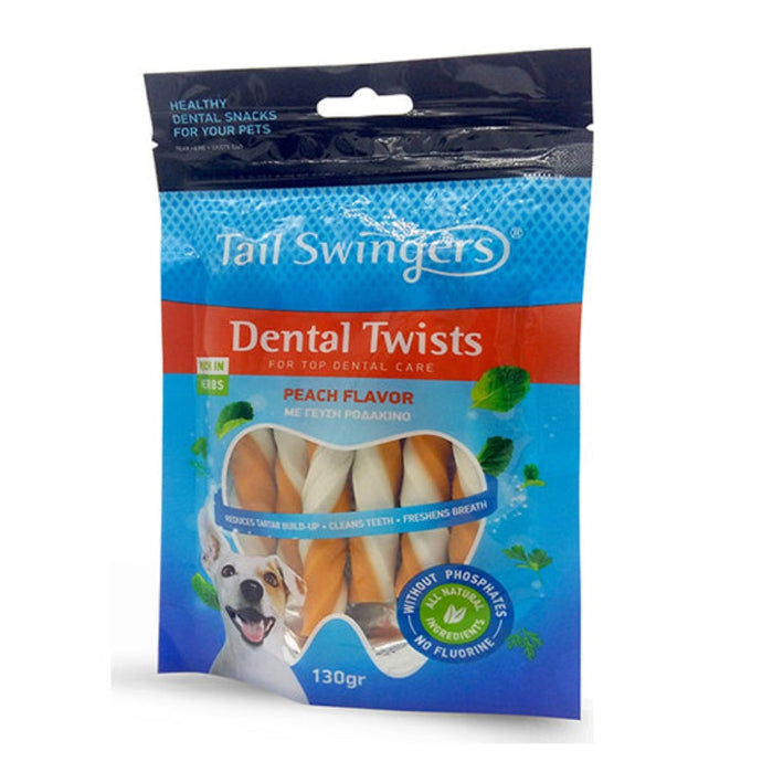 Tail Swingers Dental Twist Roll Peach Flavor 130g