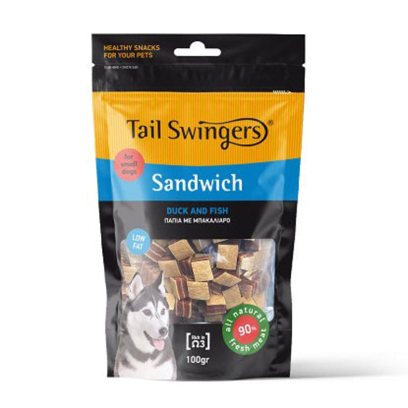 Tail Swingers Sandwich Duck and Fish For Small Dogs 100gr