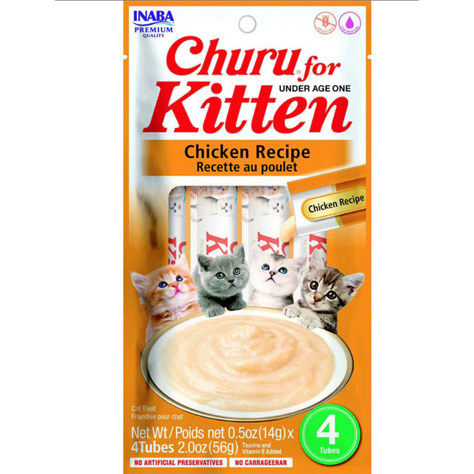 Inaba - Churu Puree For Kitten - Chicken Recipe - 4 Tubes
