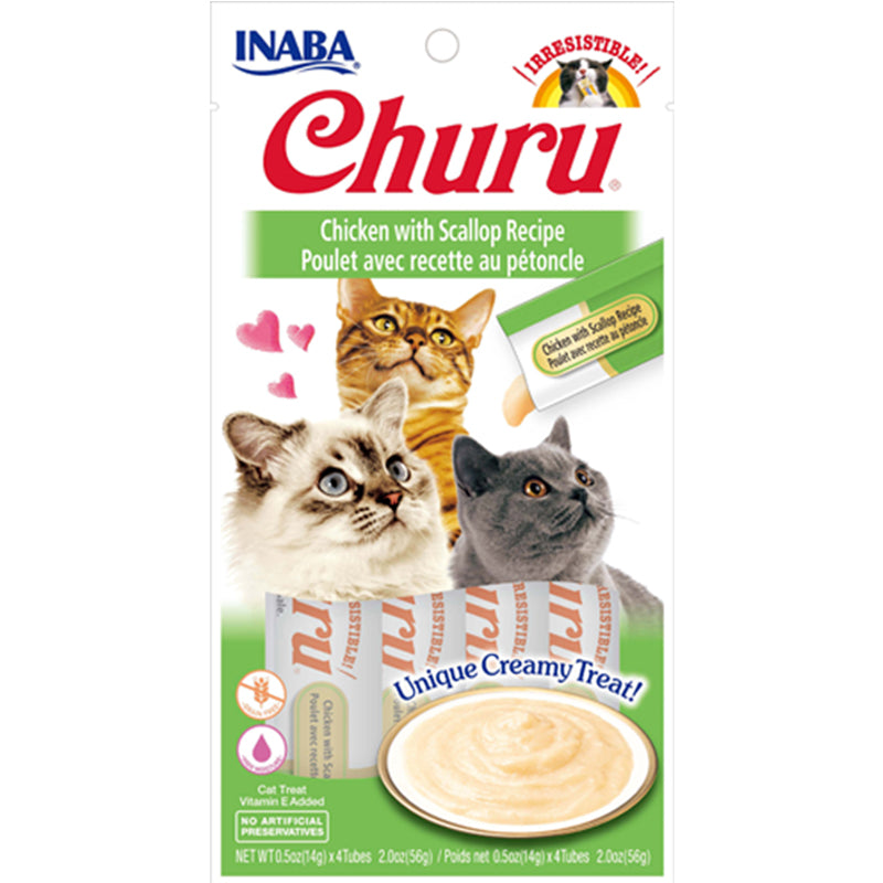Inaba - Churu Puree - Chicken with Scallop Recipe - 4 Tubes
