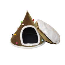 Load image into Gallery viewer, Olive Green - Christmas Themed Tree Dog/Cat Bed - 40 x 40cm