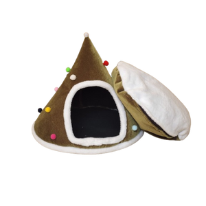 Olive Green - Christmas Themed Tree Dog/Cat Bed - 40 x 40cm