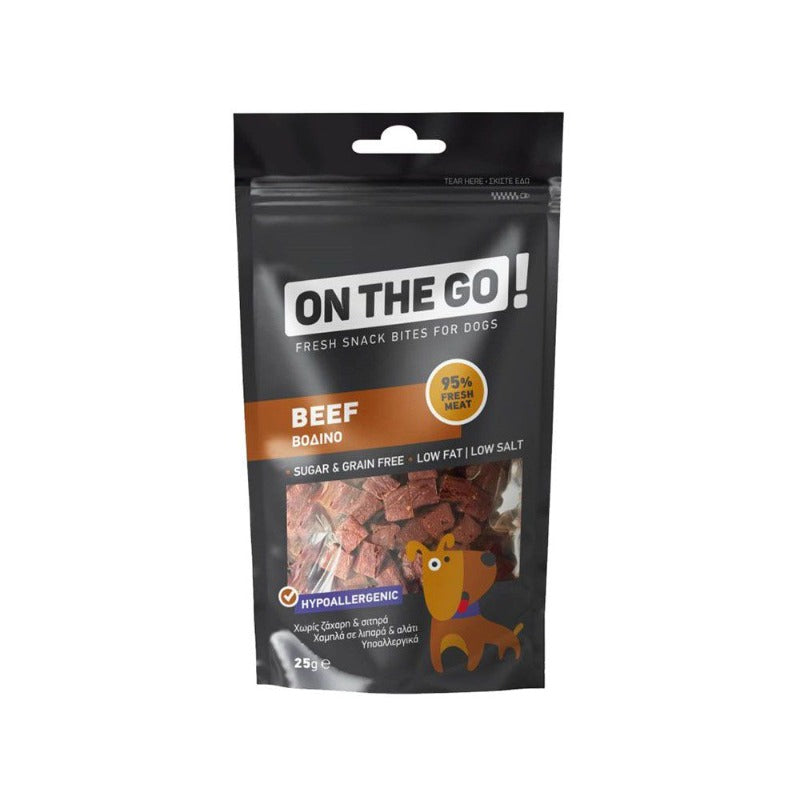 On The Go Bites Beef Dog Treats 25gr