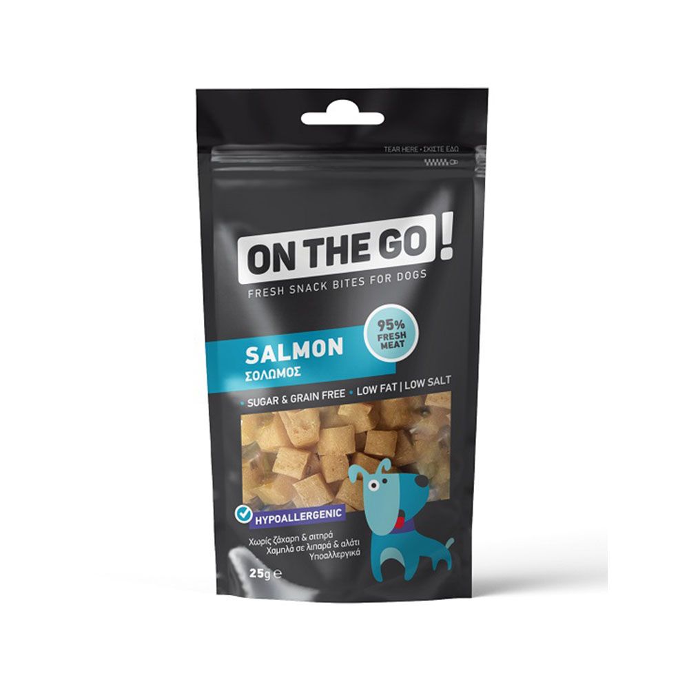 On The Go Bites Salmon Dog Treats 25gr