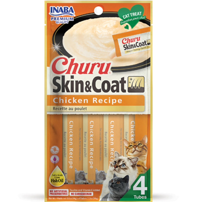Inaba - Churu Puree - Skin & Coat - Chicken Recipe - 4 Tubes