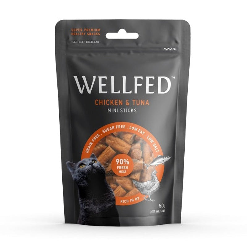 Wellfed Mini Sticks Chicken & Tuna Cat Treats 50gr